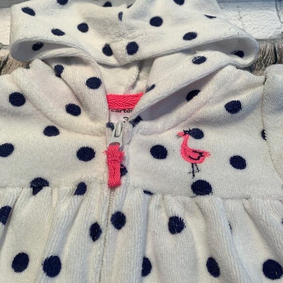 CARTER’S Girl’s Terry Cloth Full Zip with Hood Beach Cover Up / Size: 3 Months - Picture 3 of 5